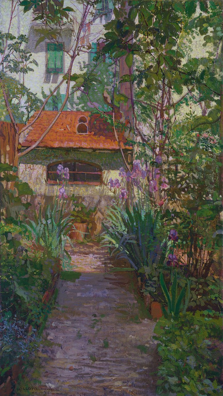 A triptichon vagy a virágzó kert (oldaltábla) (1907) alkotó: Llewelyn Lloyd