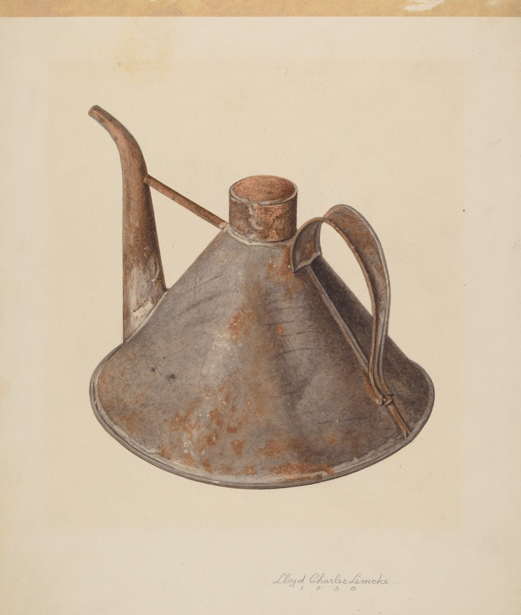 Kiöntött olajos kanna, c. 1938. alkotó: Lloyd Charles Lemcke