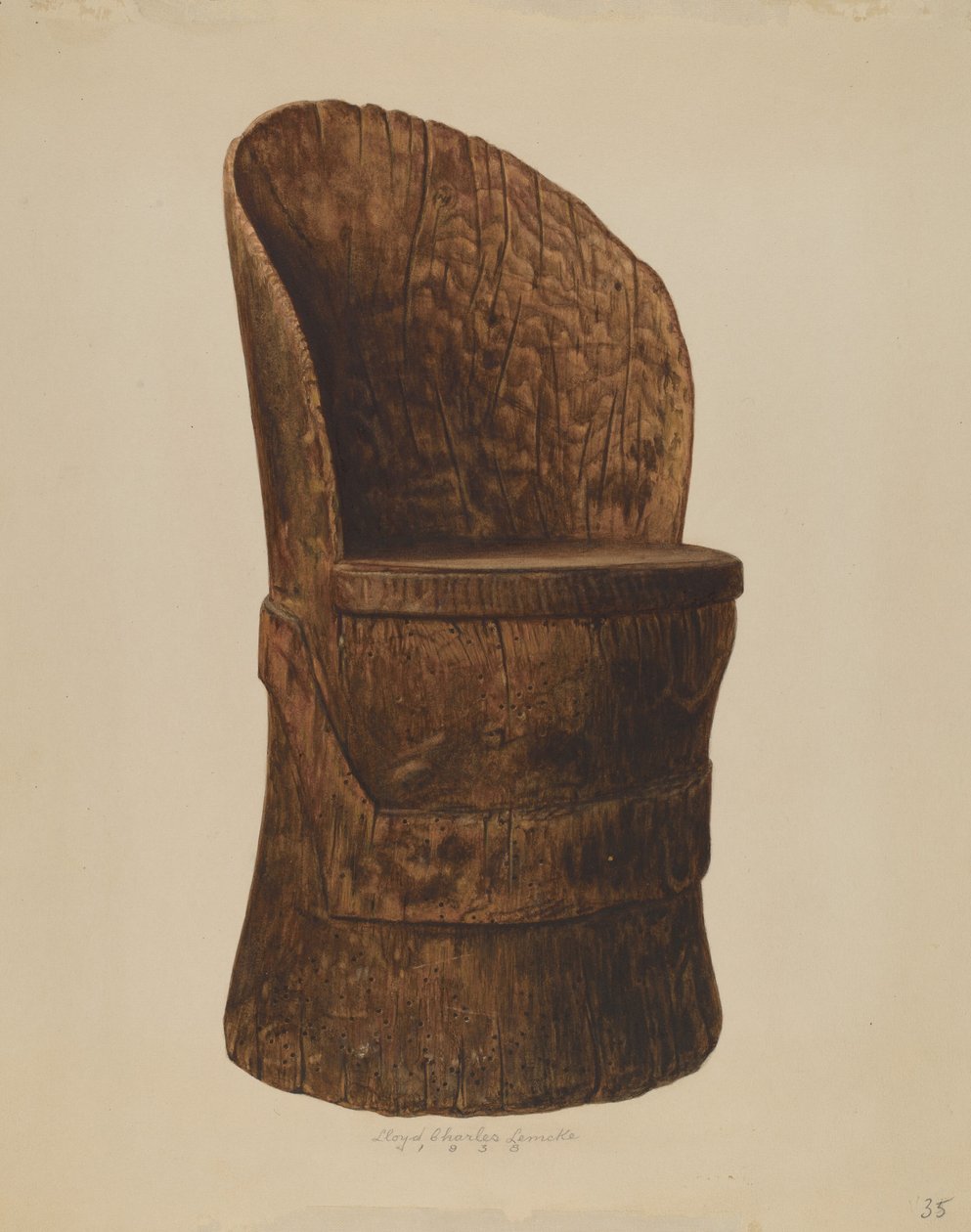 Fa rönkszék, 1938. alkotó: Lloyd Charles Lemcke