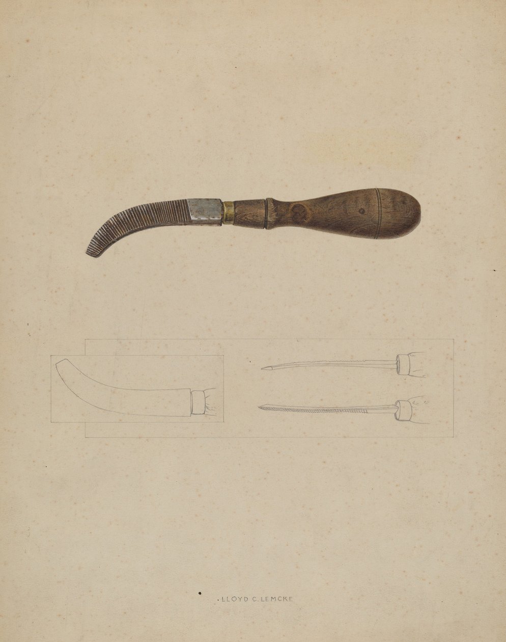 Fából készült akasztóreszelő, c. 1937. alkotó: Lloyd Charles Lemcke