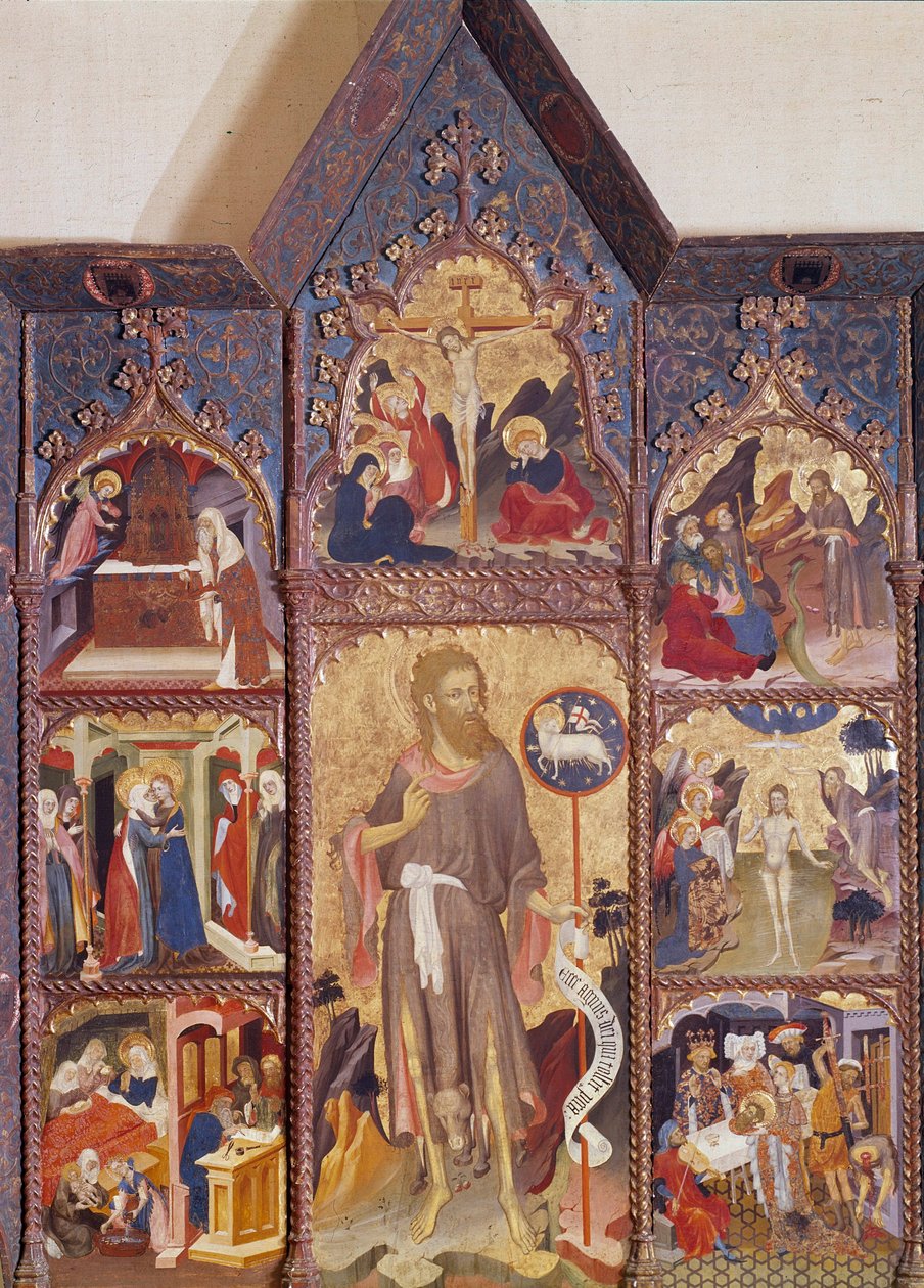 Keresztelő Szent János oltárképe: életének színhelye. Luis Borrassa (1350-1424) festménye. Dekoratív Művészeti Múzeum, Párizs alkotó: Lluís Borrassà