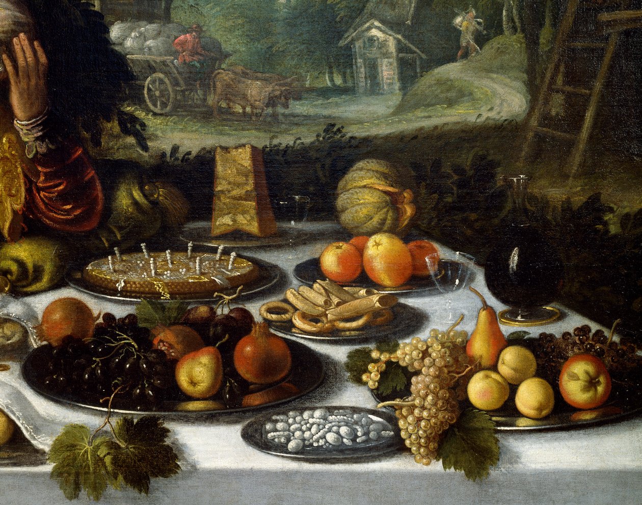 Táblázat terítéke, részlet a Vanity of Wealth-ből, Lodewijk Toeput (körülbelül 1550-1605 körül) alkotó: Lodewijk Toeput