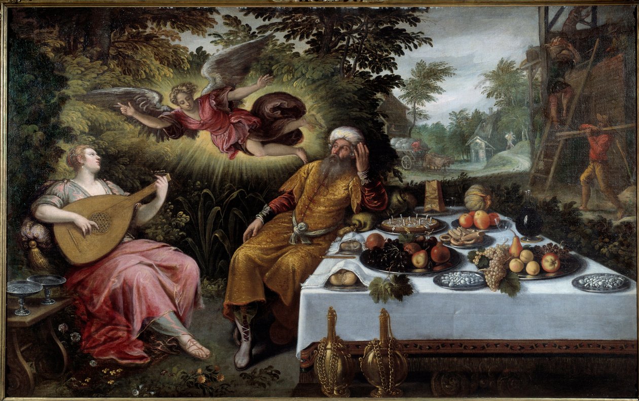 A gazdagság hiúsága vagy a melankolikus nyomorúság. Ludovico Pozzoseratto (1550-1610) festménye alkotó: Lodewijk Toeput