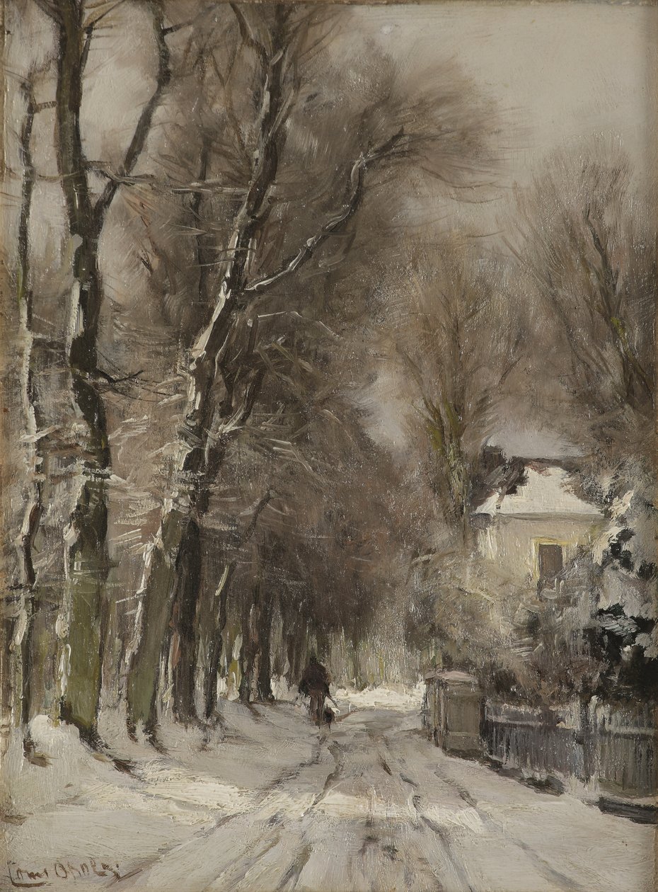 Hóval borított út télen (olaj, tábla) alkotó: Lodewijk Frederik Hendrik (1850 1936) Apol