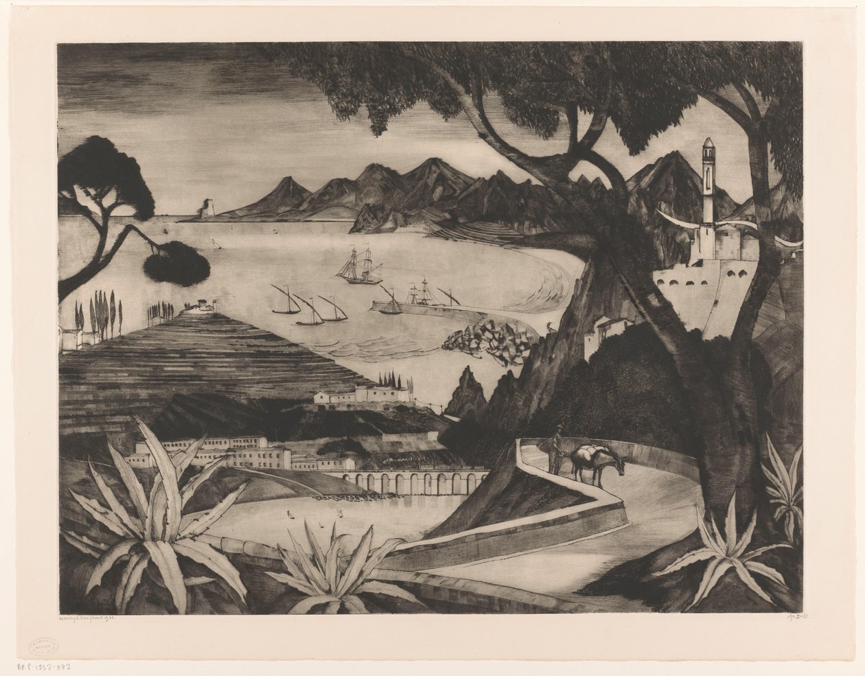 Hegyi táj öböllel Korzikán La Corse (eredeti cím) alkotó: Lodewijk Schelfhout (signed by artist)