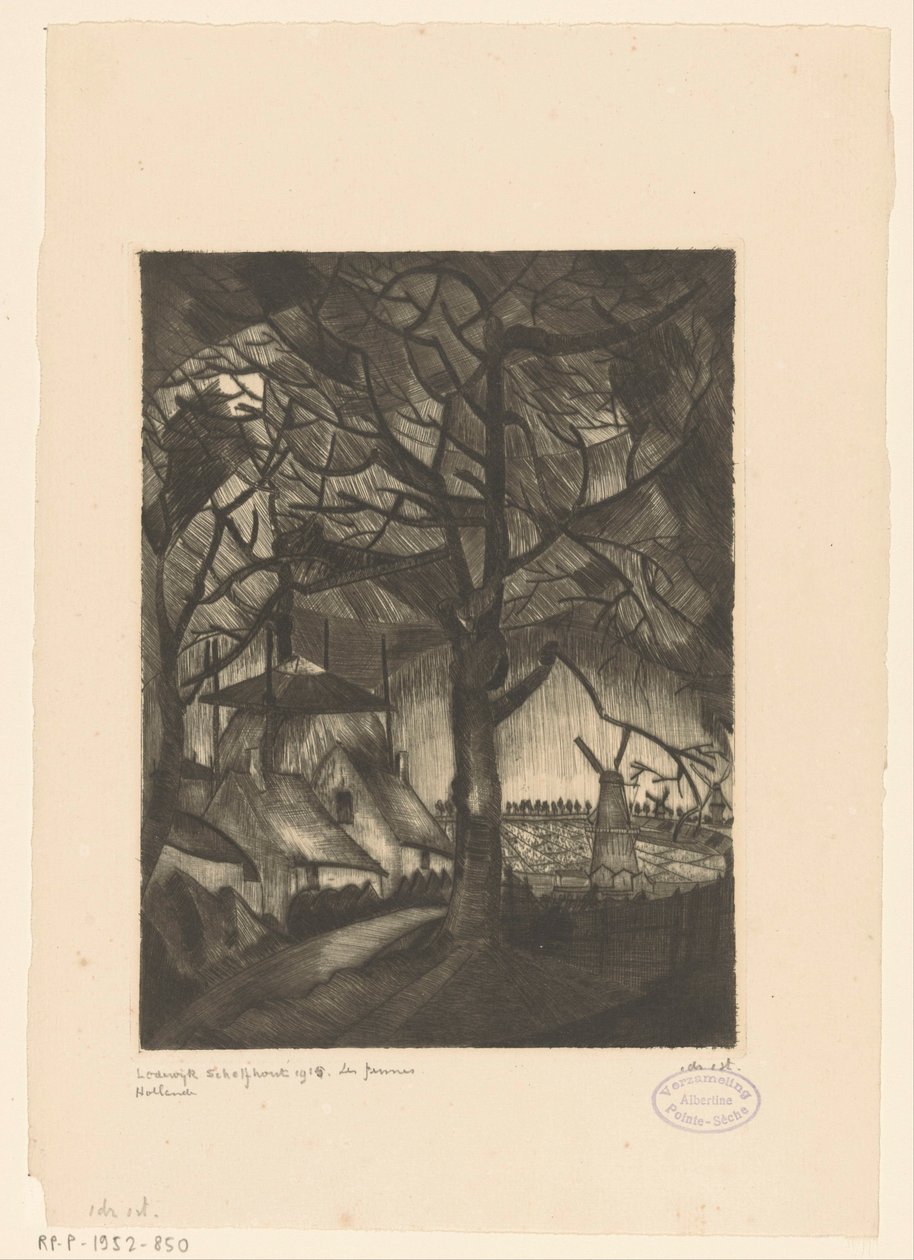 Tanya Les Fermes (eredeti cím a tárgyon) alkotó: Lodewijk Schelfhout (signed by artist)