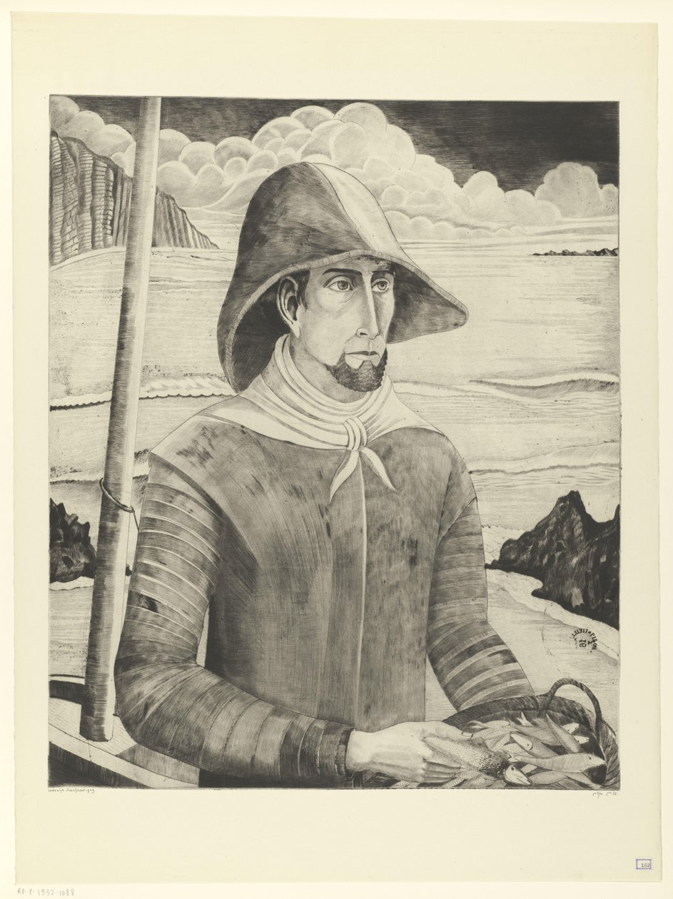 Breton csavar Breton Fisherman II (eredeti cím) alkotó: Lodewijk Schelfhout (signed by artist)