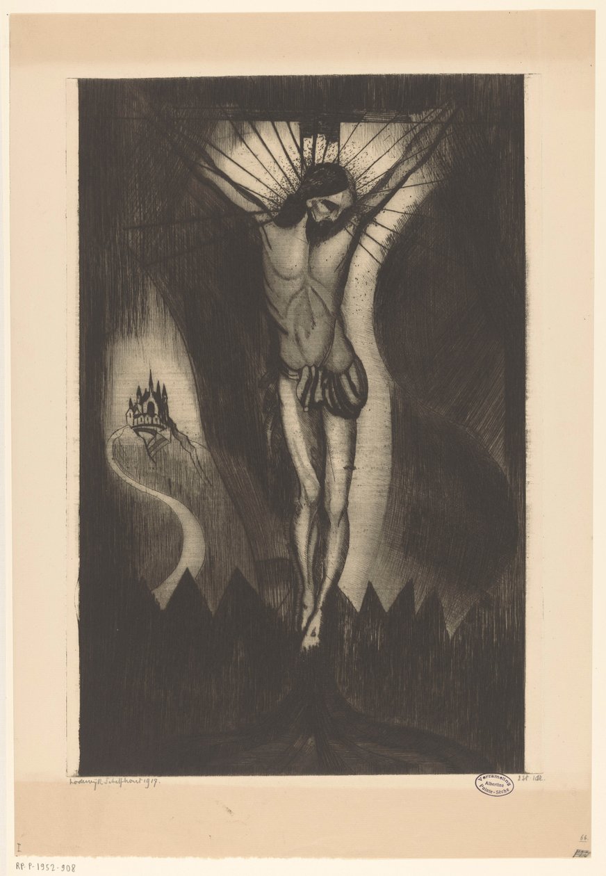 Krisztus a kereszten Le Christ II (eredeti cím) alkotó: Lodewijk Schelfhout (signed by artist)