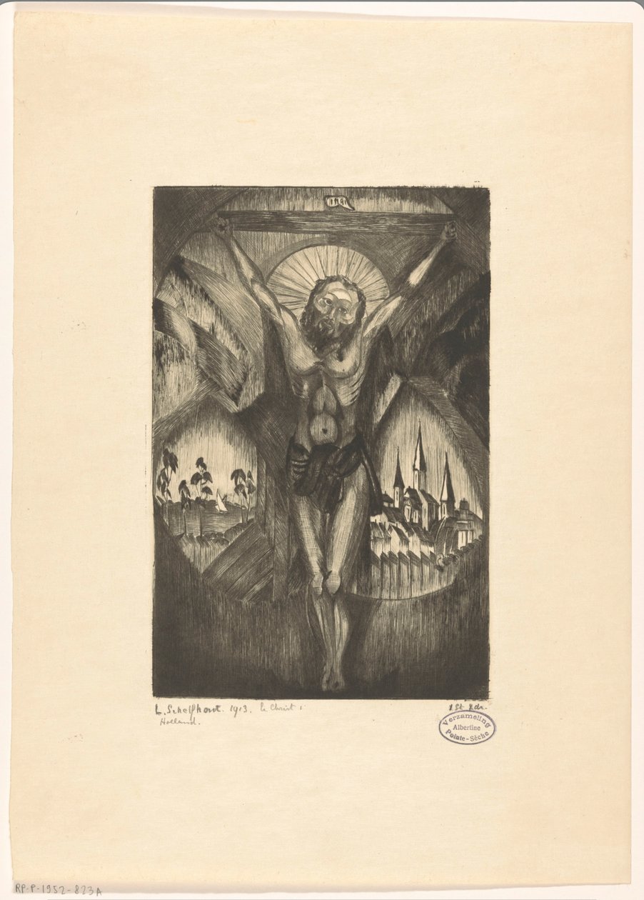 Krisztus a kereszten Le Christ I (eredeti cím a tárgyon) alkotó: Lodewijk Schelfhout (signed by artist)