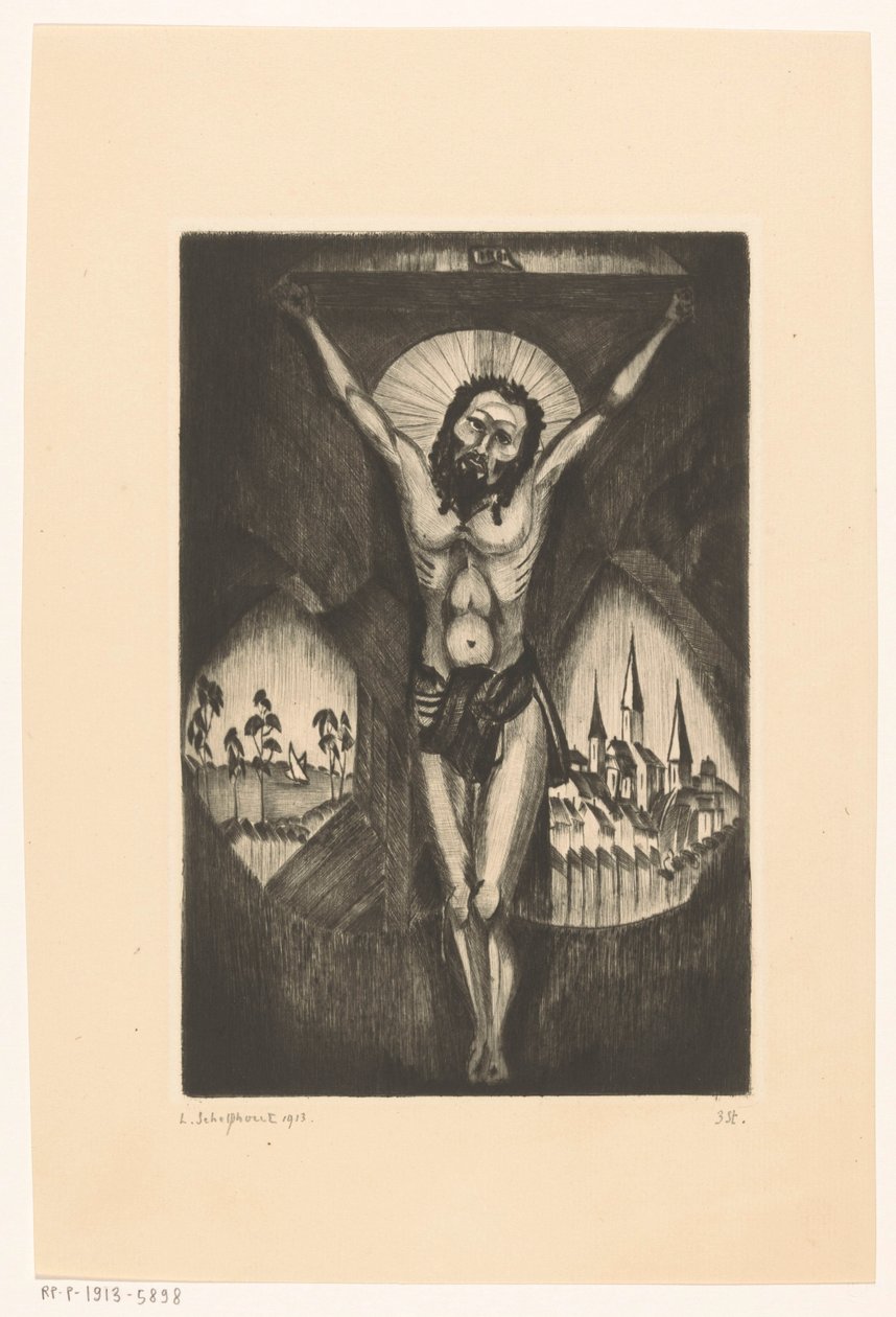 Krisztus a kereszten Le Christ I (eredeti cím a tárgyon) alkotó: Lodewijk Schelfhout (signed by artist)