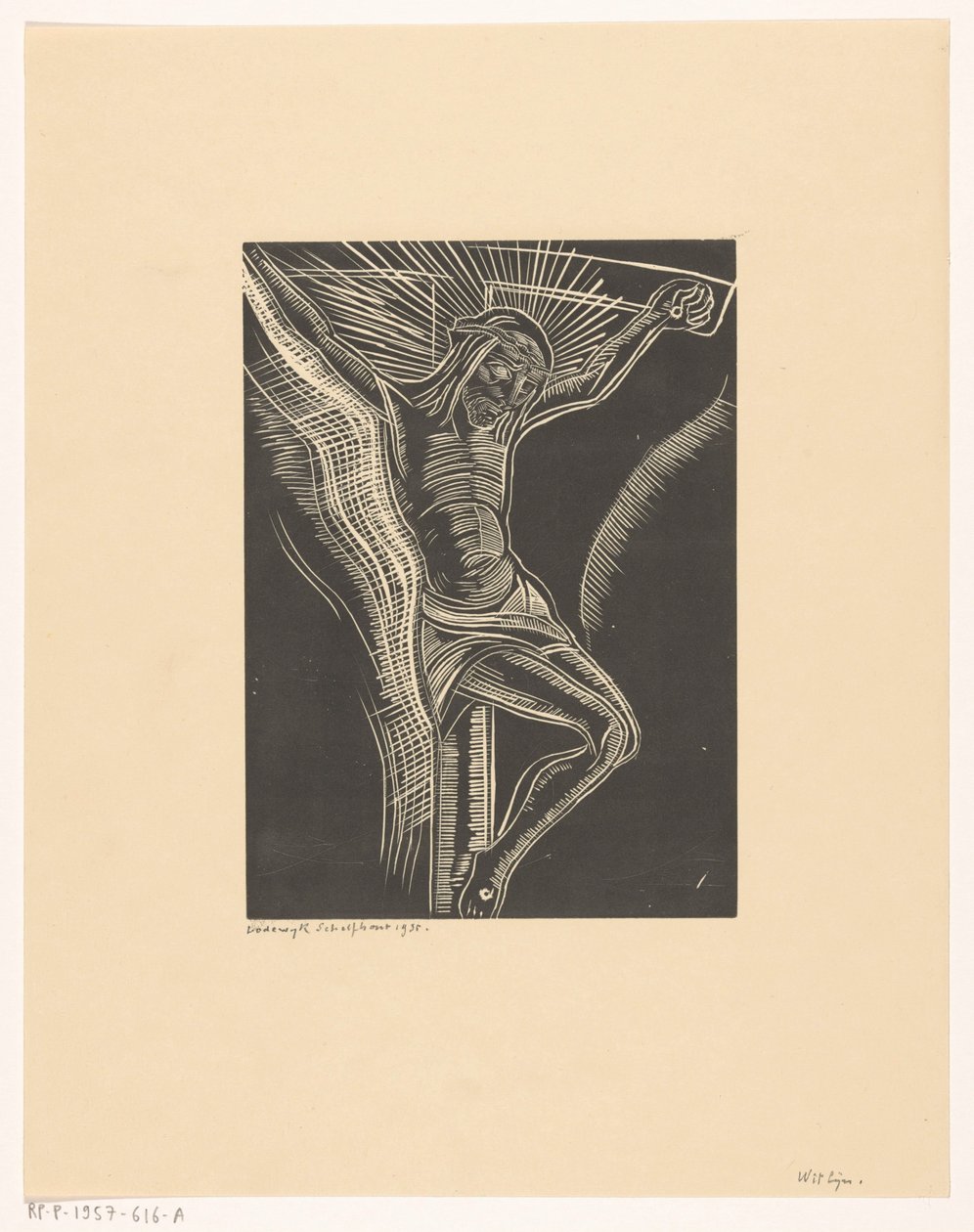 Krisztus a kereszten alkotó: Lodewijk Schelfhout (signed by artist)