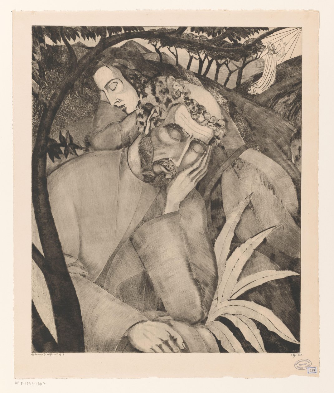 Krisztus az Olajfák hegyén Dans le Jardin des Oliviers (eredeti cím) alkotó: Lodewijk Schelfhout (signed by artist)