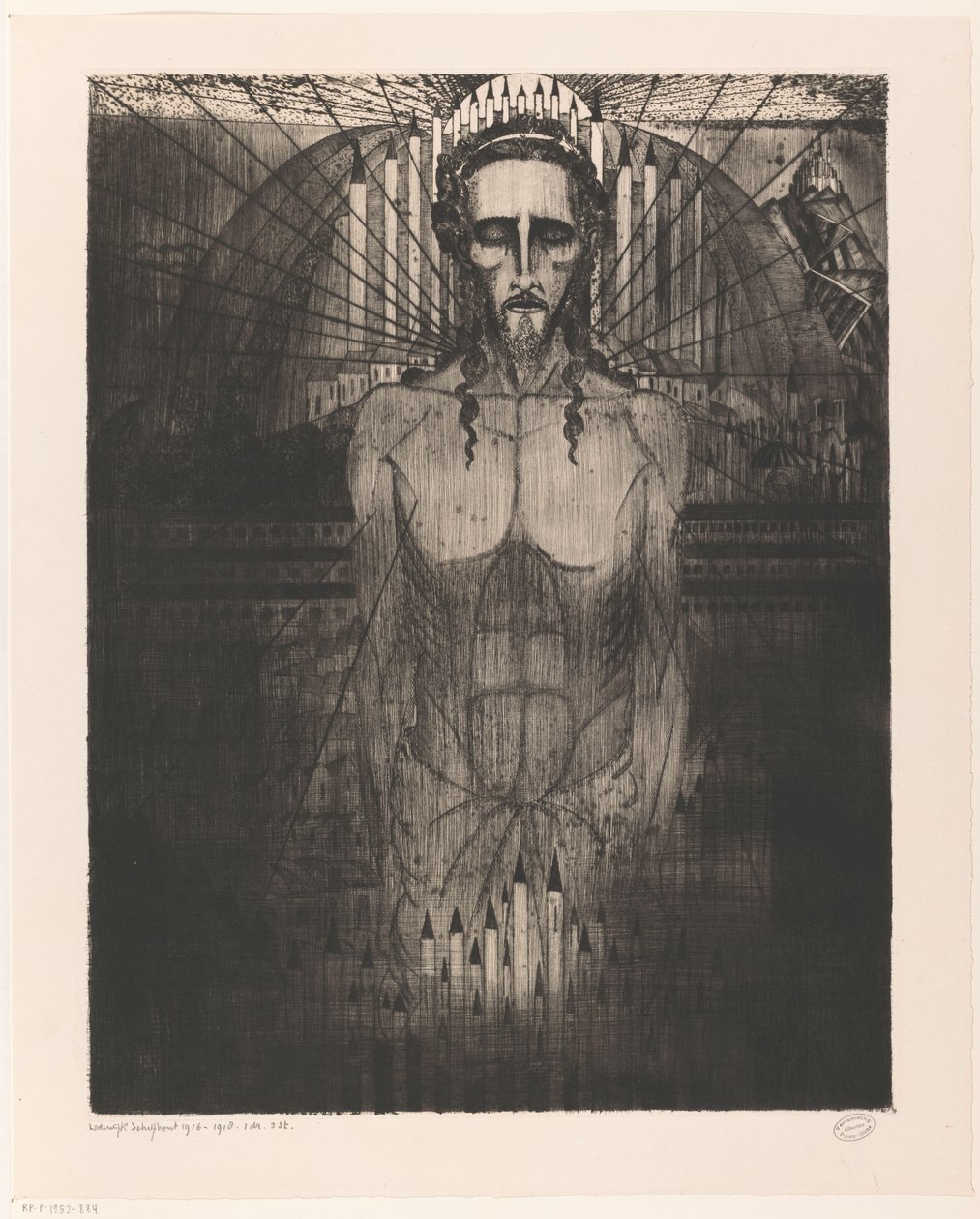Krisztus a katedrálisok közepén Les Cathédrales (eredeti cím) alkotó: Lodewijk Schelfhout (signed by artist)