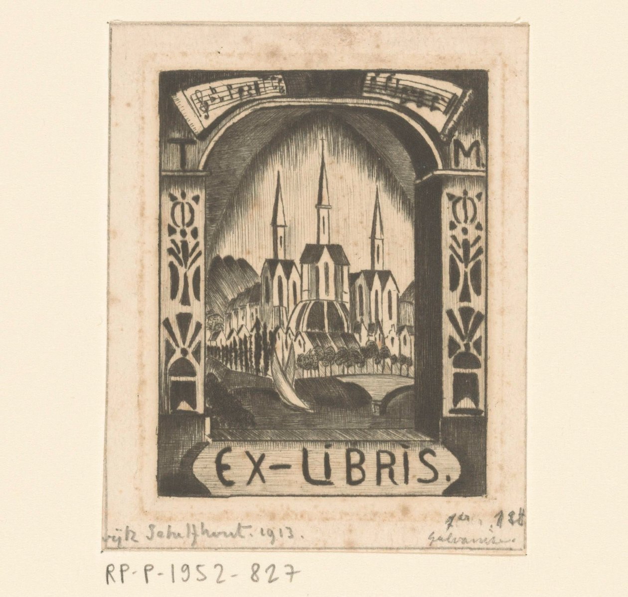 Ex libris T. Mengelberg alkotó: Lodewijk Schelfhout (signed by artist)
