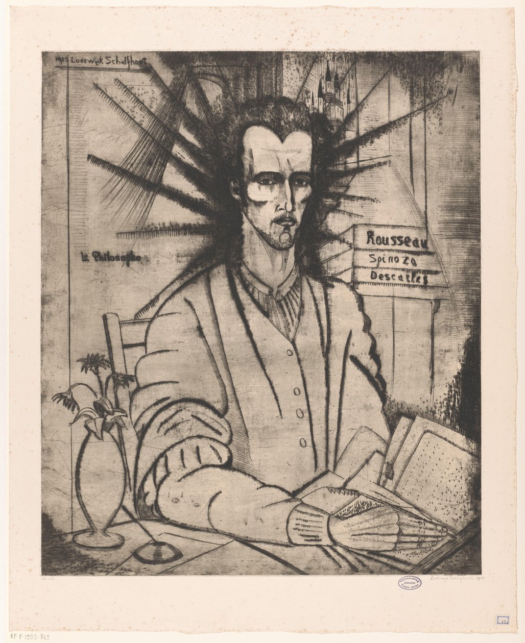Filosoof Le Philosophe (eredeti cím a tárgyon) alkotó: Lodewijk Schelfhout (signed by artist)