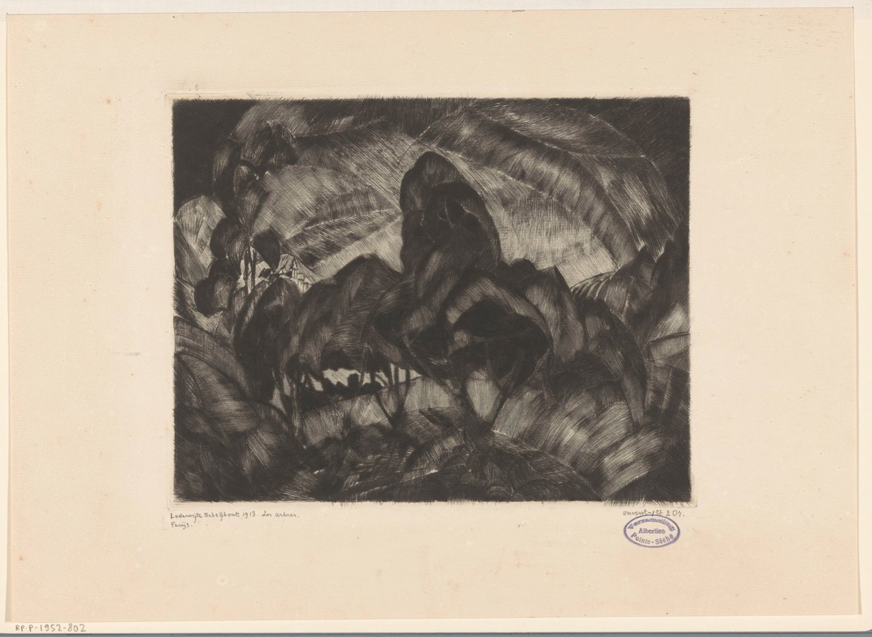 Dombos táj fákkal Les Arbres (eredeti cím a tárgyon) alkotó: Lodewijk Schelfhout (signed by artist)