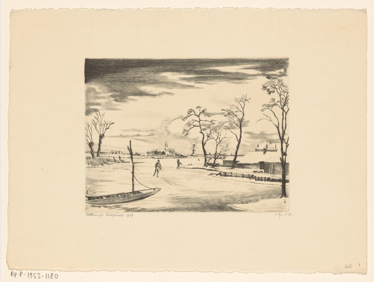 Holland téli táj II Hiver és Hollande II (eredeti cím) alkotó: Lodewijk Schelfhout (signed by artist)