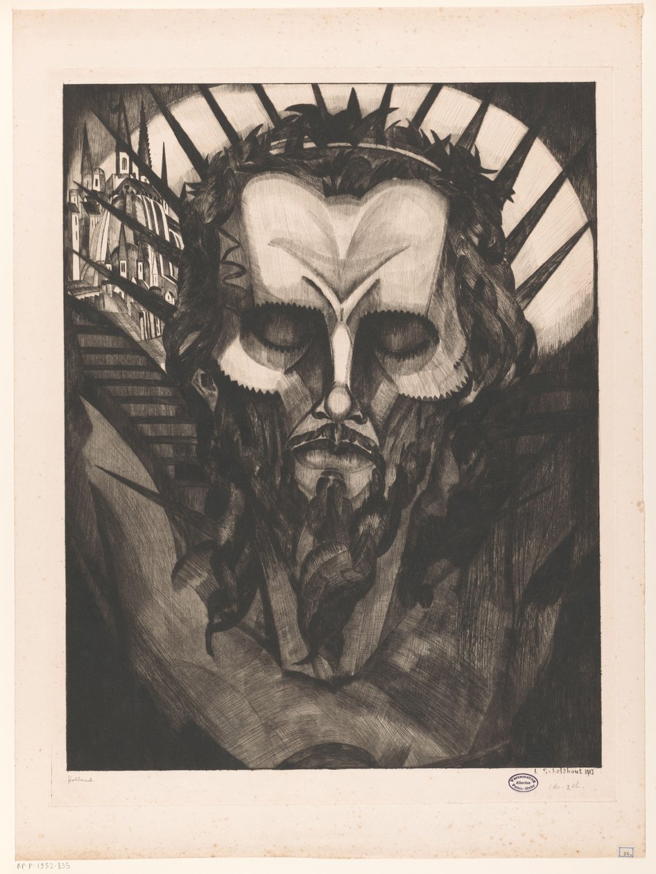 Krisztus feje Tête de Christ I (eredeti cím) alkotó: Lodewijk Schelfhout (signed by artist)