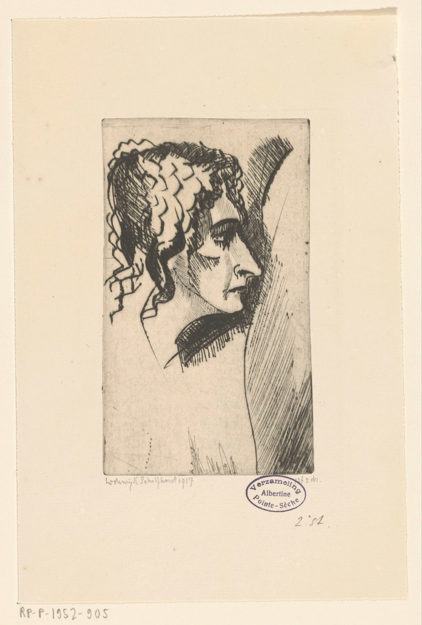 Egy nő feje Tête de femme IV (eredeti cím) alkotó: Lodewijk Schelfhout (signed by artist)