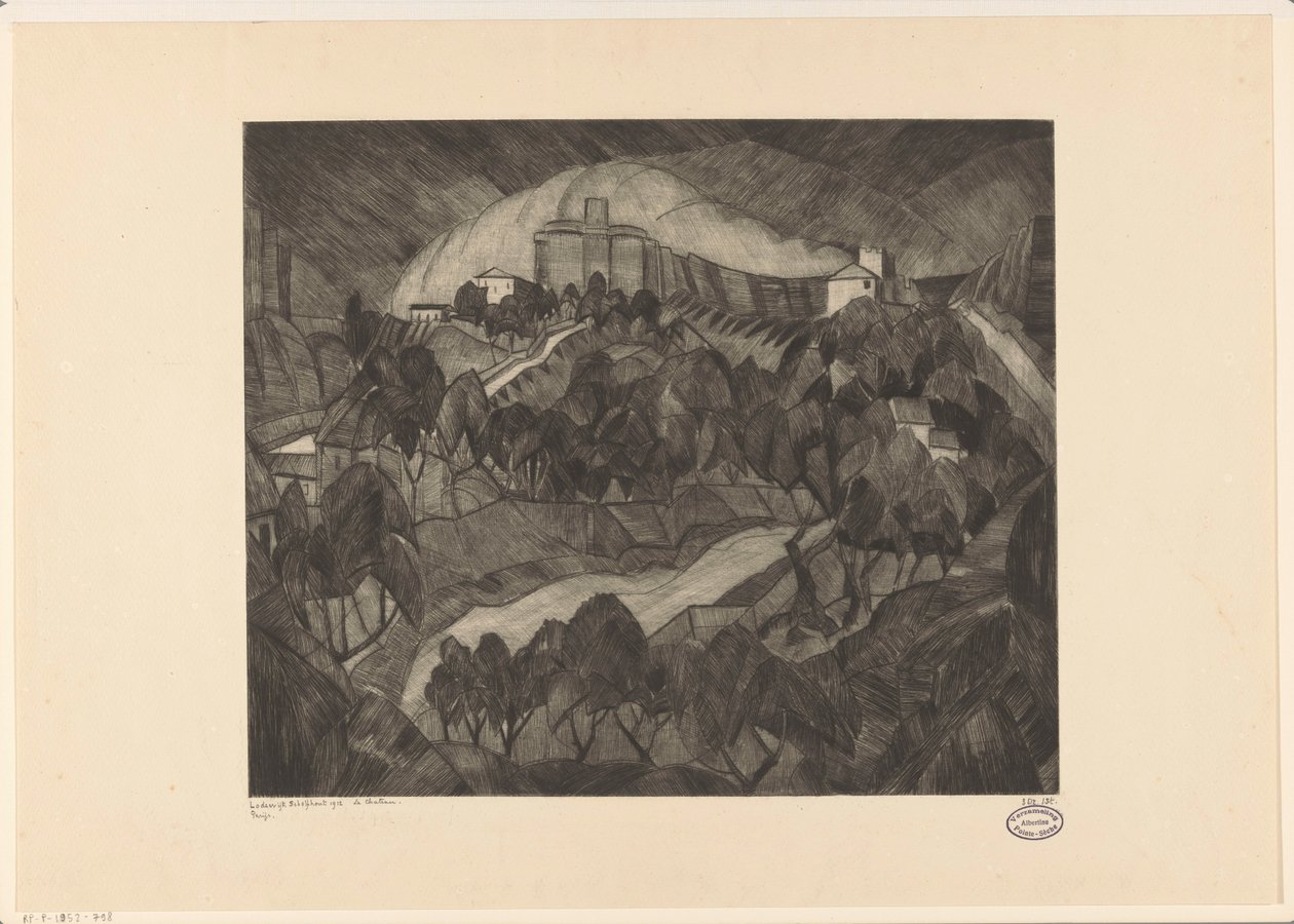 Vár egy dombon Le Château I (eredeti cím a tárgyon) alkotó: Lodewijk Schelfhout (signed by artist)