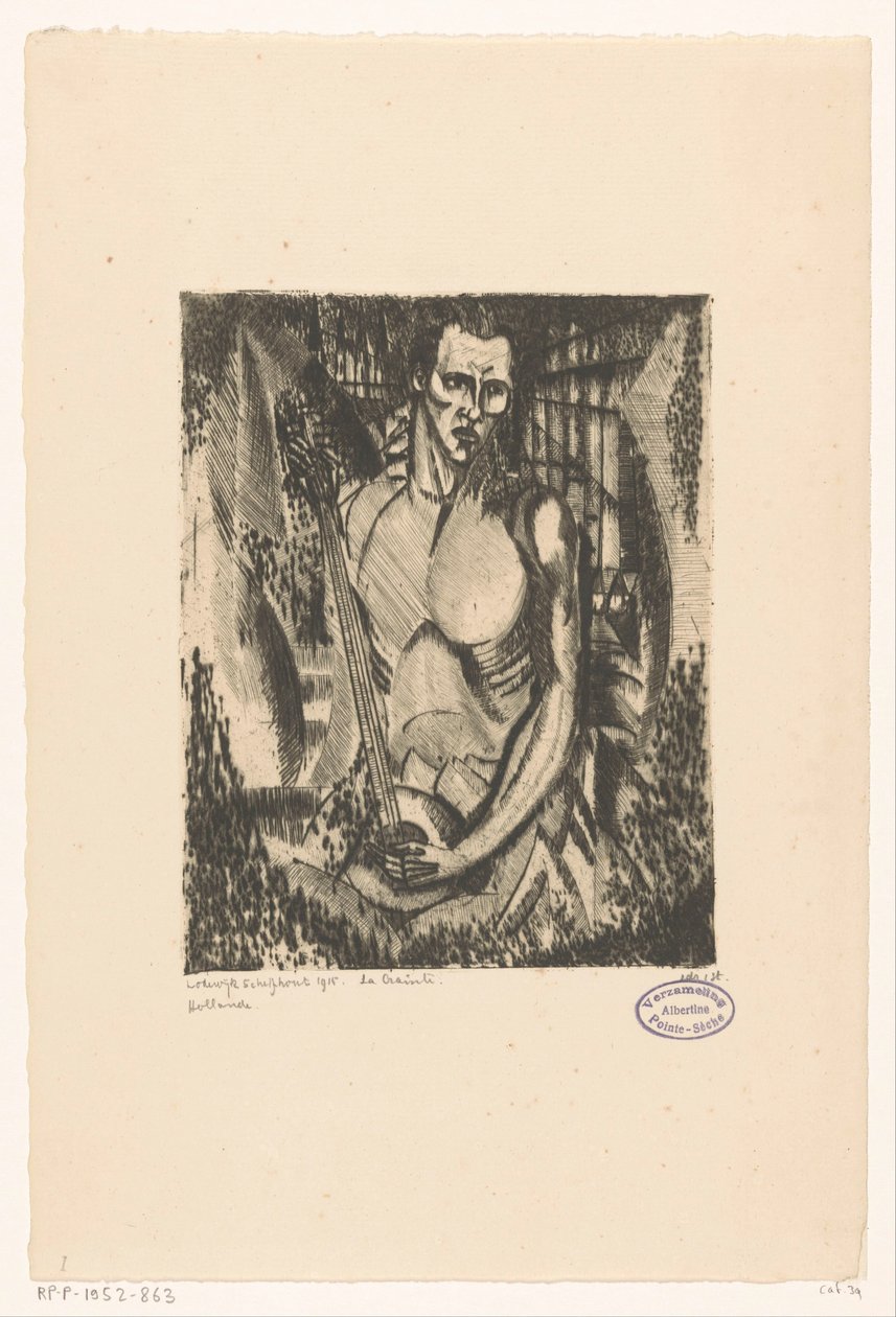 Muzikant La Crainte (eredeti cím a tárgyon) alkotó: Lodewijk Schelfhout (signed by artist)