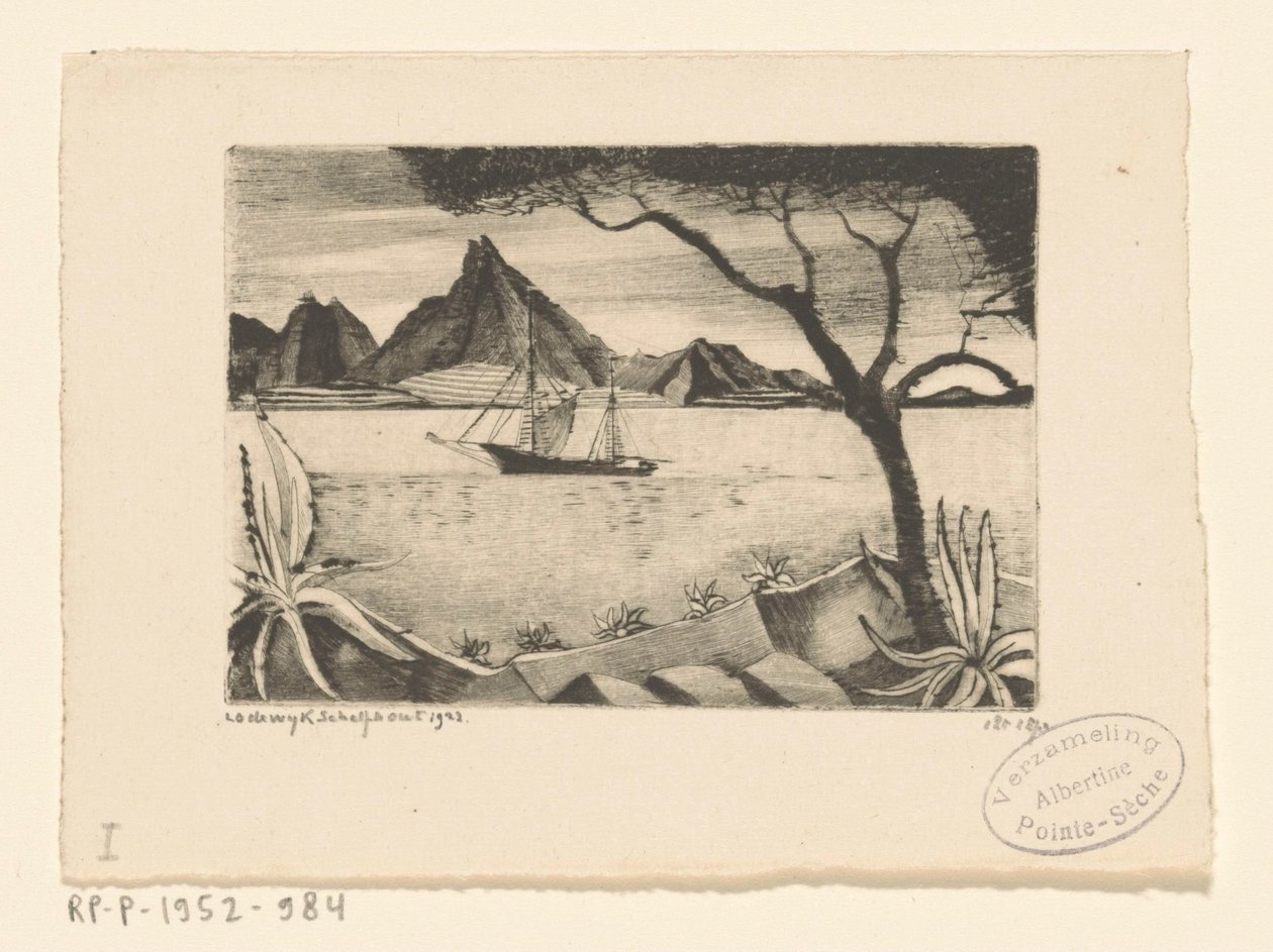 Vitorlás hajó egy öbölben Le Bateau (eredeti cím) alkotó: Lodewijk Schelfhout (signed by artist)