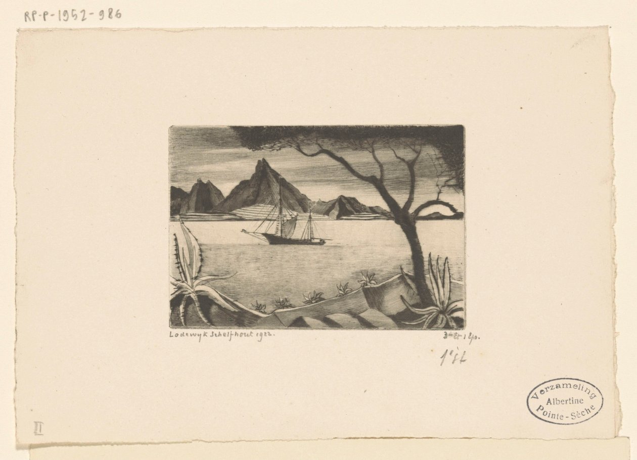 Vitorlás hajó egy öbölben Le Bateau (eredeti cím) alkotó: Lodewijk Schelfhout (signed by artist)