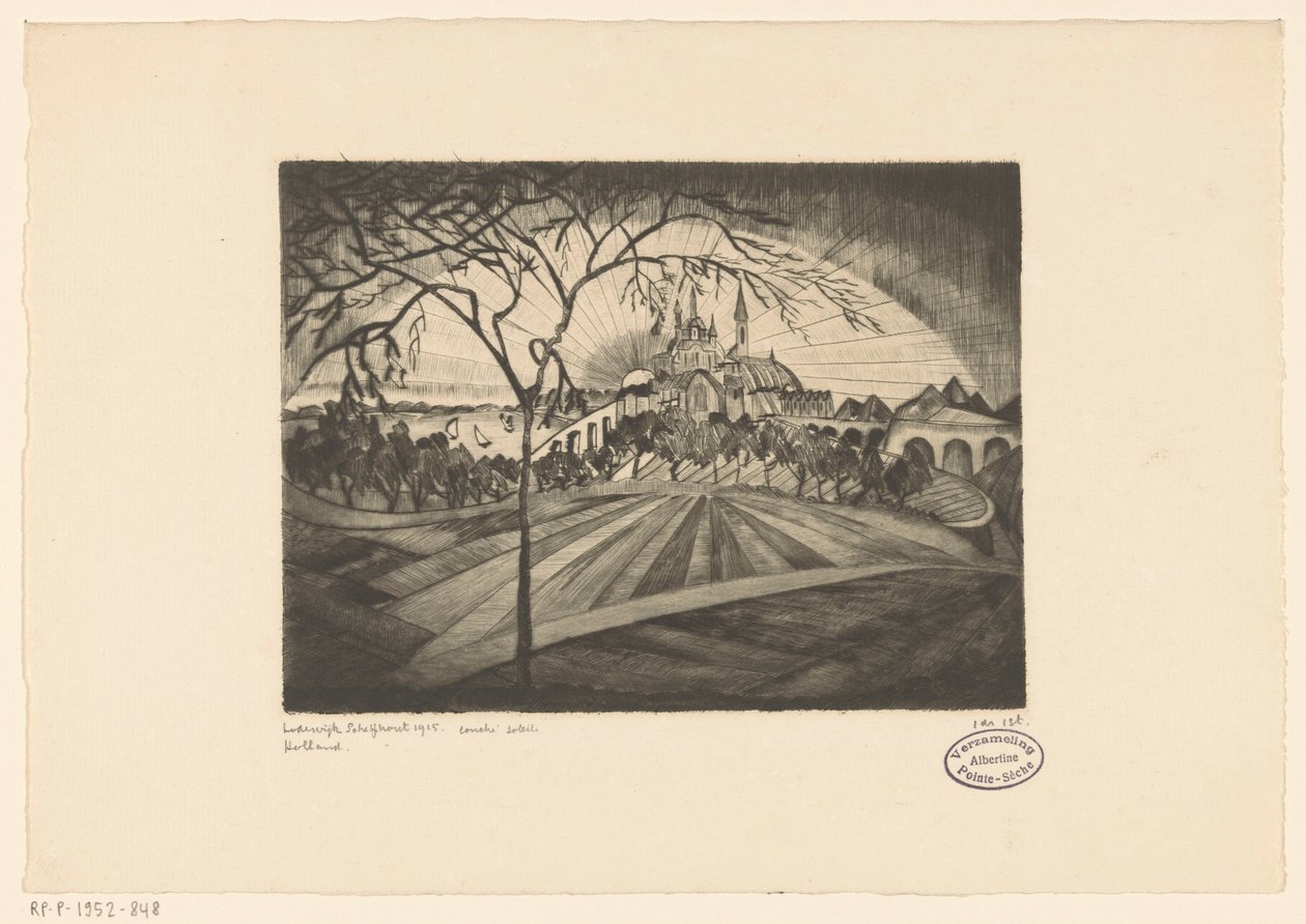 Napnyugta Coucher de soleil (eredeti cím a tárgyon) alkotó: Lodewijk Schelfhout (signed by artist)