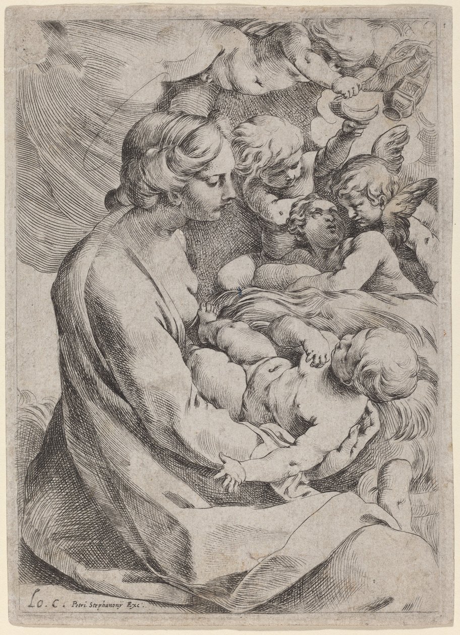 Madonna és gyermeke angyalokkal alkotó: Lodovico Carracci