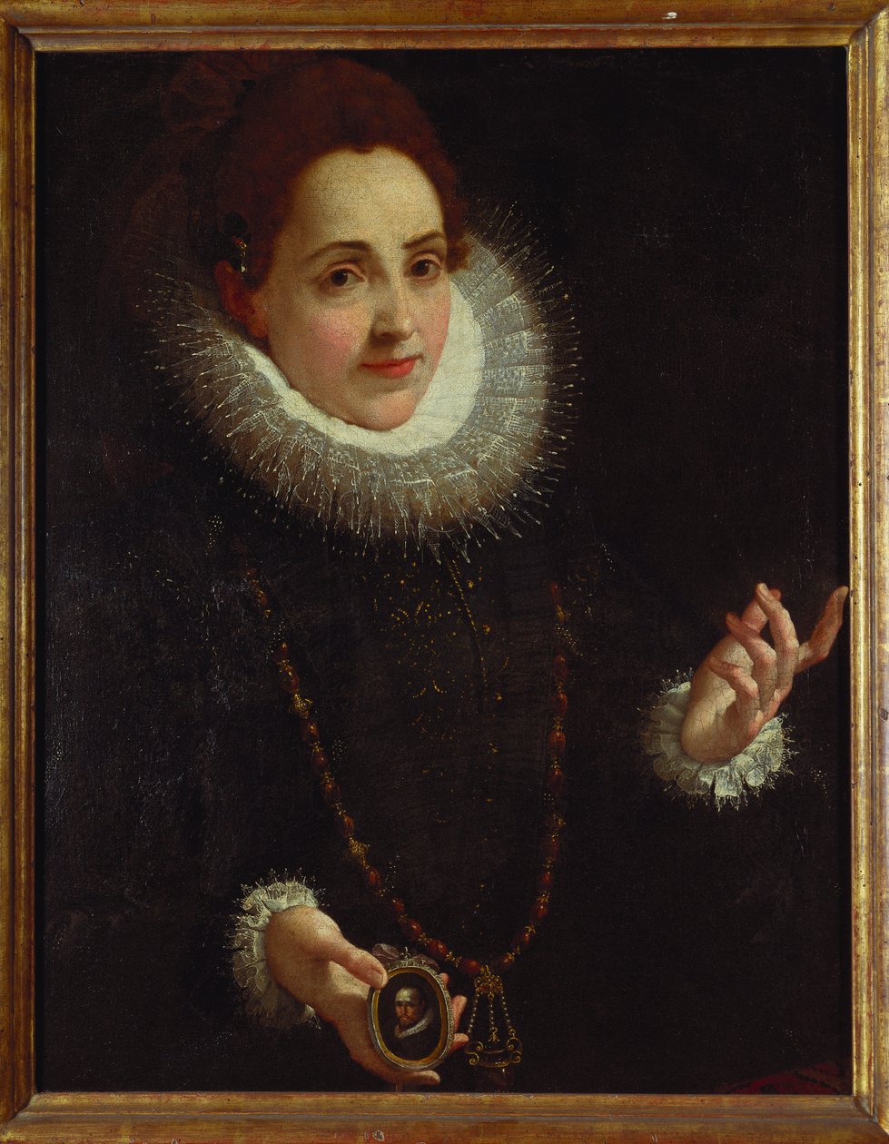 Portré egy hölgyről, aki egy úriember portréját tartja alkotó: Lodovico Carracci