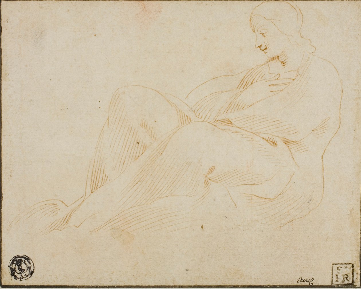 Ülő, terített nő profiljában alkotó: Lodovico Carracci