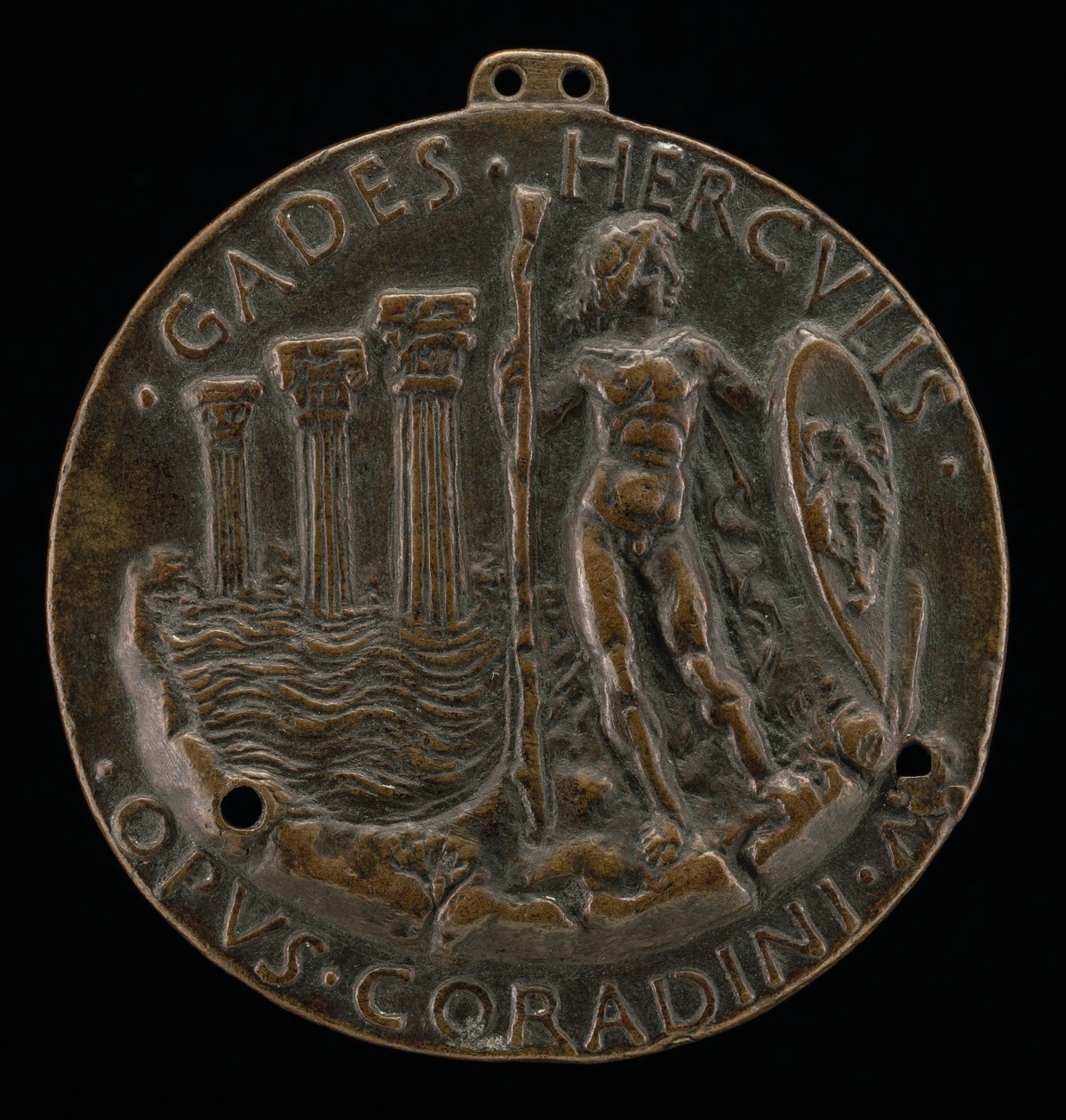 Herkules és három oszlop a tengerben [hátra], 1472. alkotó: Lodovico Corradini