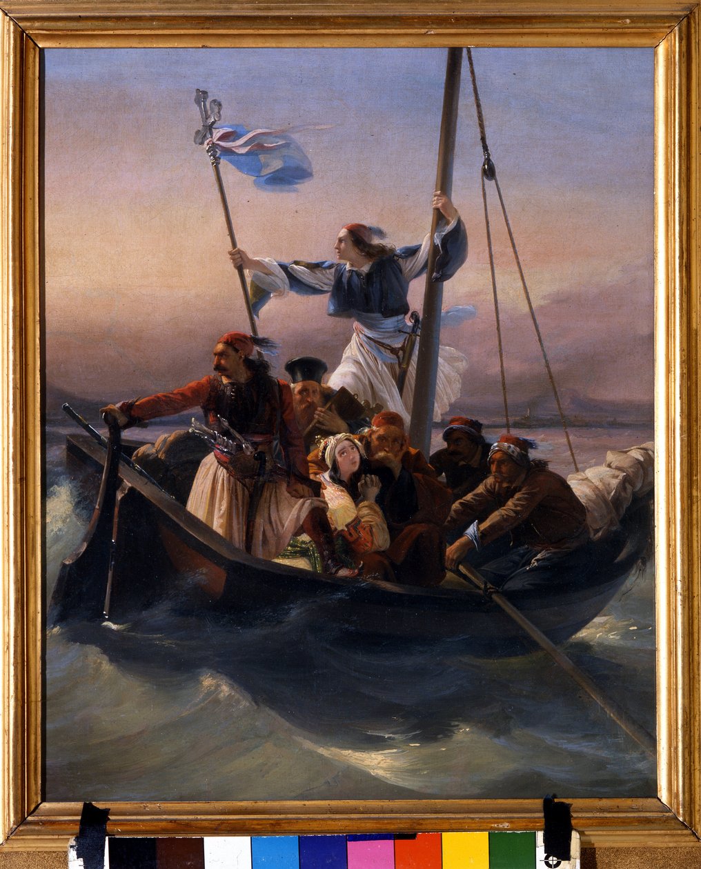 Görögök egy hajón Görögország allegóriája, a függetlenség felé menetelve az oszmán uralom és a görög szabadságharc (1821-1830) vagy a görög forradalom után. Ludovico Lipparini (1800-1856) festménye 1848 Verone alkotó: Lodovico Lipparini