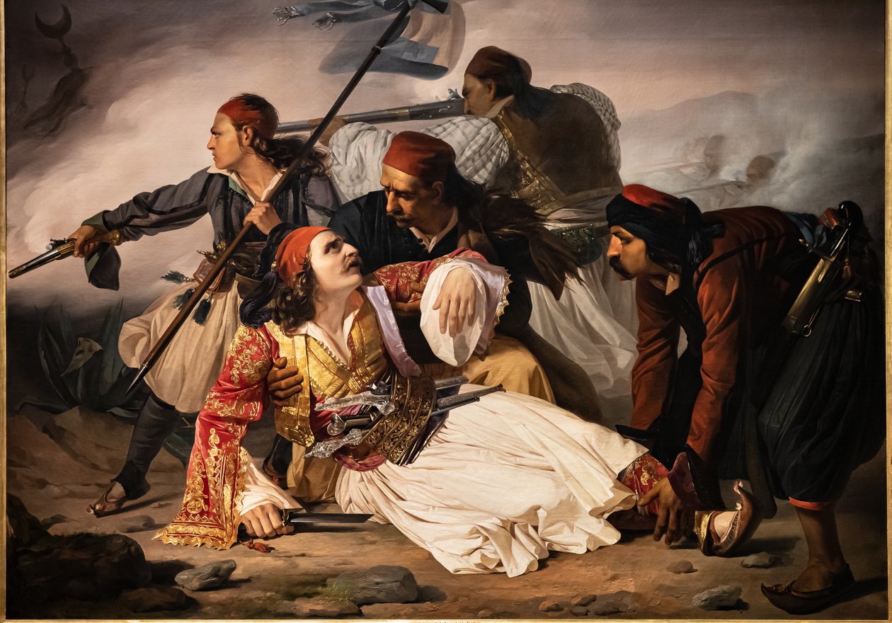 Marco Botzaris halála, 1841 körül (olaj, vászon) alkotó: Lodovico Lipparini