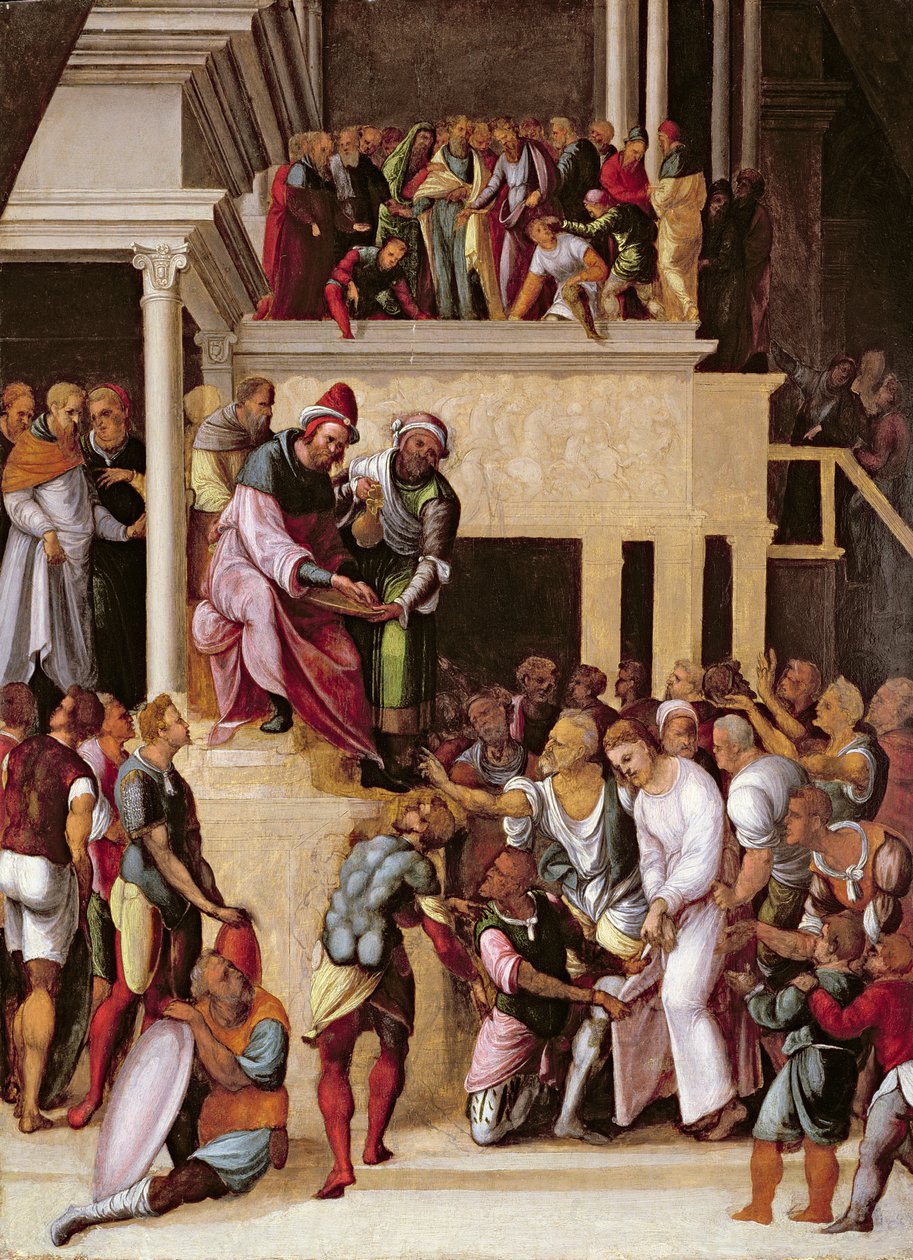 Krisztus Pilátus előtt, 1530 körül alkotó: Lodovico Mazzolino