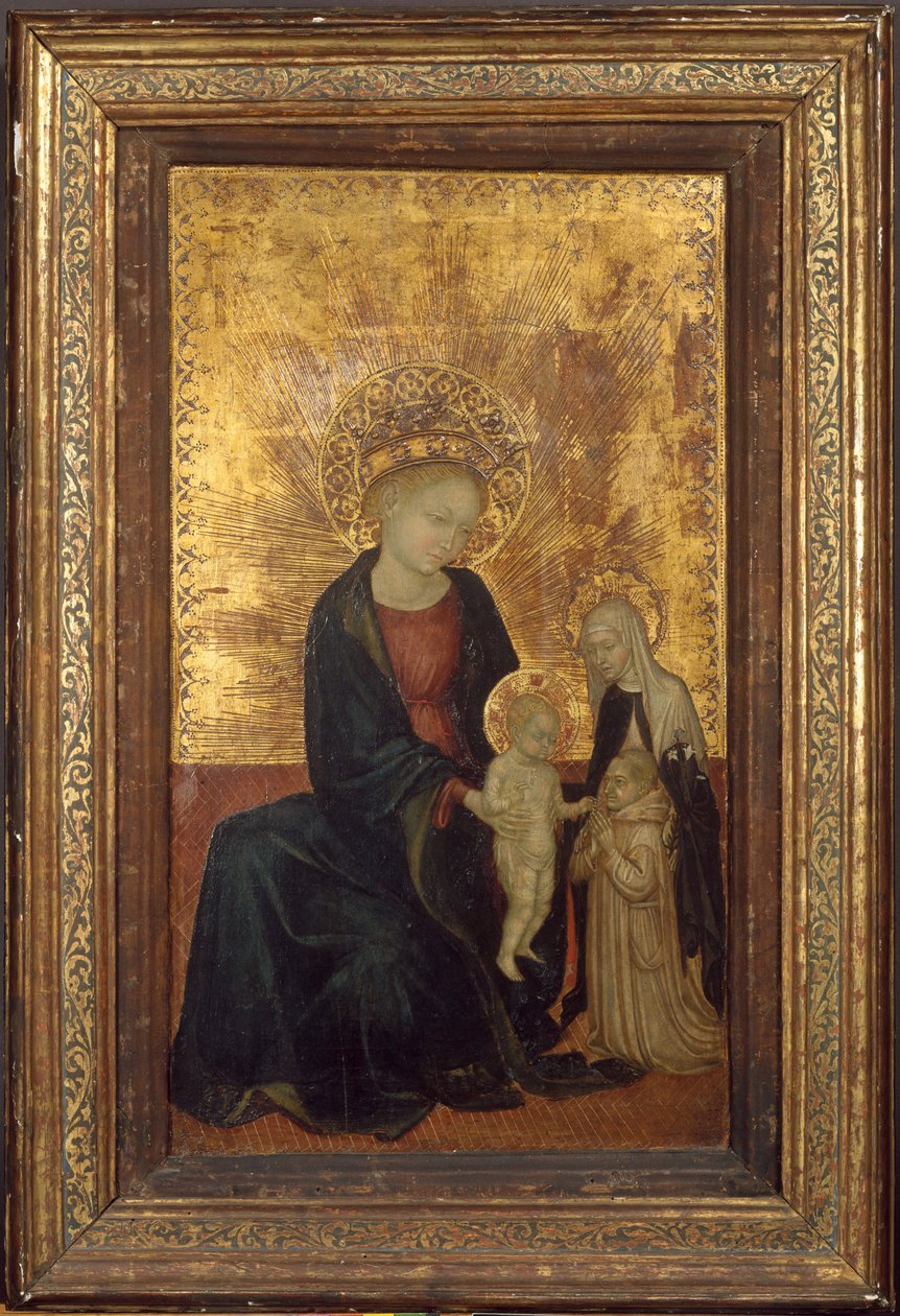 Madonna és gyermeke Sienai Szent Katalinnal és egy karthauzi adományozóval, kb. 1411-24. alkotó: Lombard Italian