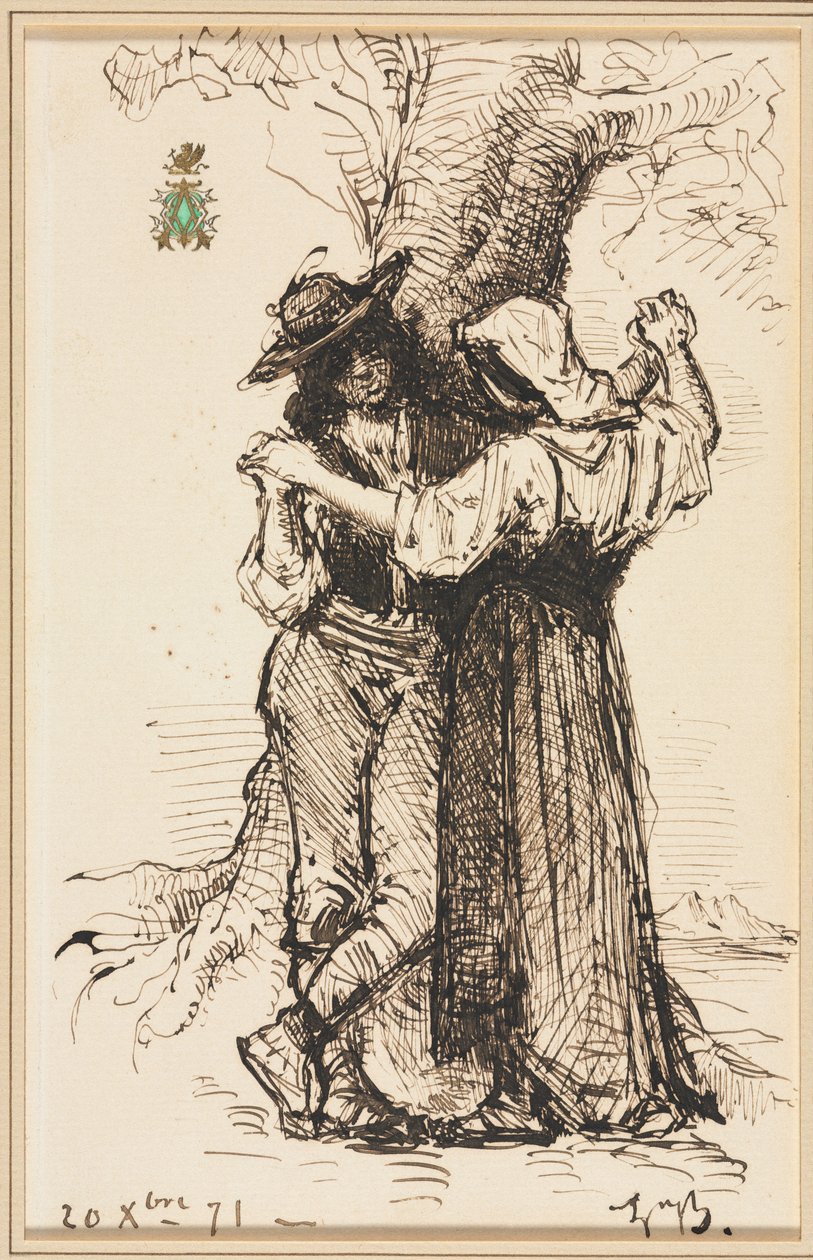 Pár udvarol egy fa mellett, 1871. alkotó: Léon Bonnat