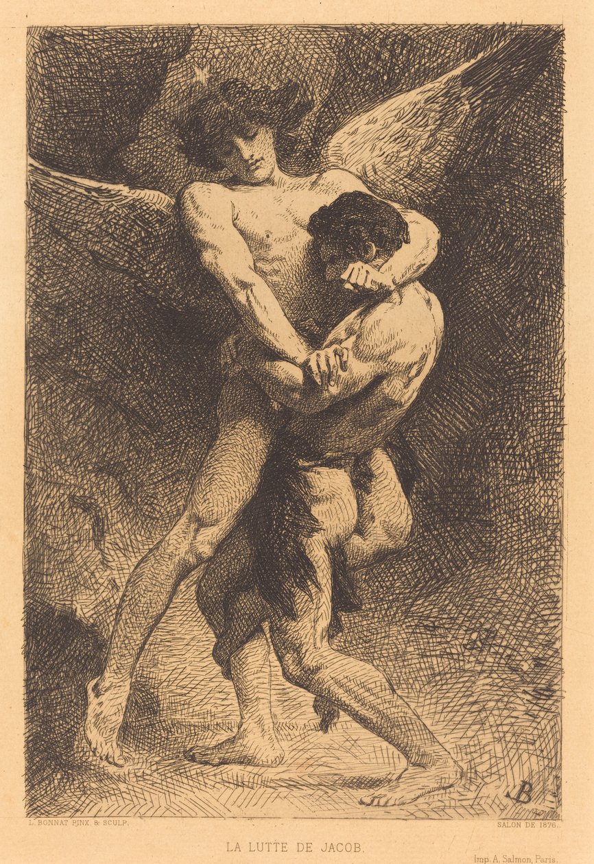 La Lutte de Jacob (Jákób birkózik az angyallal) alkotó: Léon Bonnat