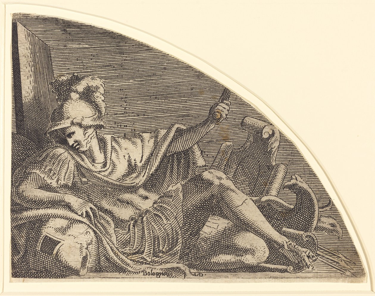 Mars ül a trófeákon alkotó: Léon Davent after Francesco Primaticcio