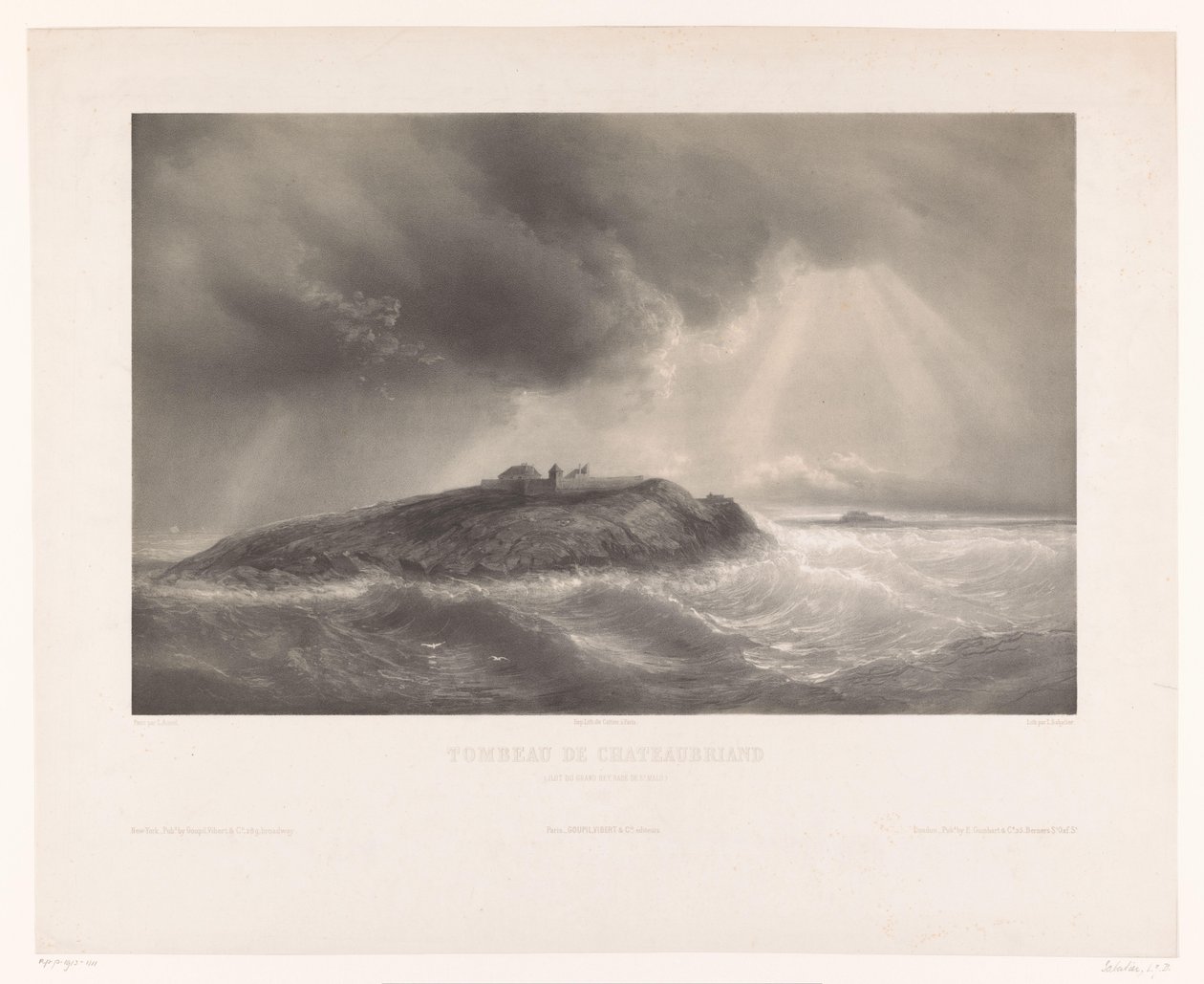 Graf van Francois-Rene de Chateaubriand Chateaubriand sírja (Ilot du Grand Bey, Rade de St. Malo) (cím a tárgyon) alkotó: Léon Jean Baptiste Sabatier