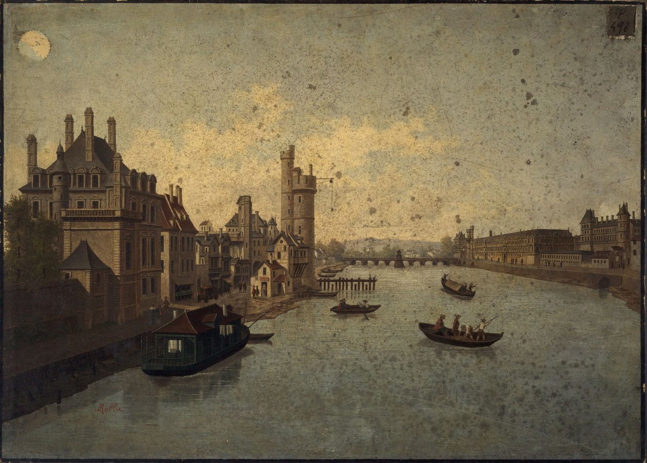 Hôtel de Conti, Tour de Nesle, Louvre, a Pont-Neuf felől nézve, mai 1. és 6. kerület, 1885-1895 körül (festmény) alkotó: Léon Rolla