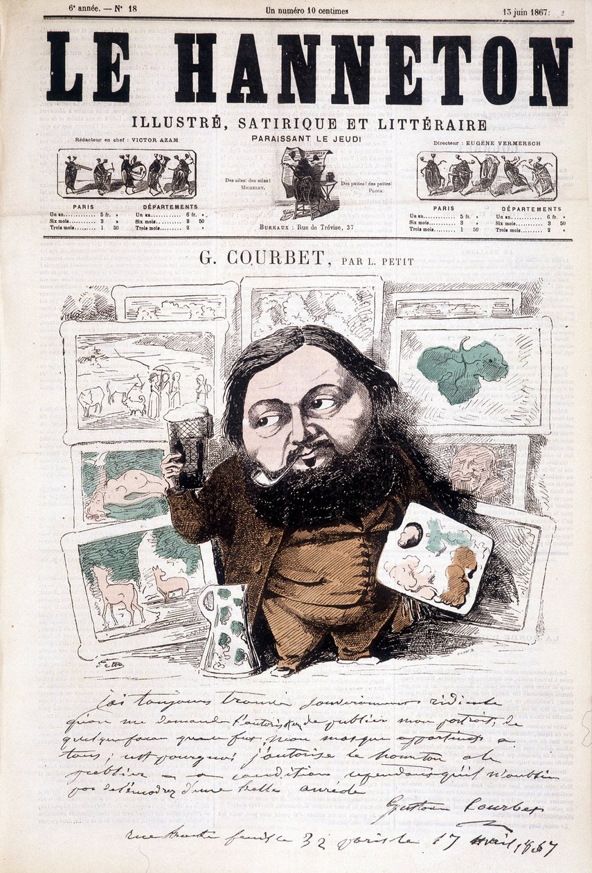 Gustave Courbet francia festő (1819-1877) portréja. In The Cockchafer alkotó: Léonce Justin Alexandre Petit