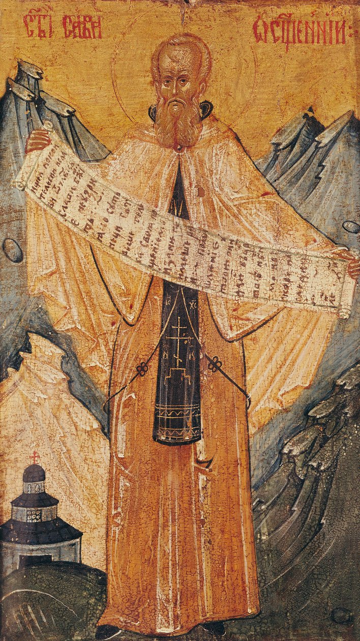 Jeruzsálemi Szent Sabas ikonja, 1572 (tempera a táblán) alkotó: Longin