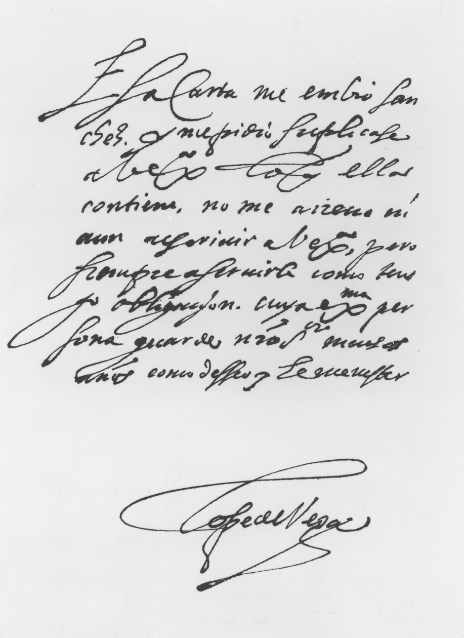 Aláírt levél alkotó: Lope Felix de Vega Carpio