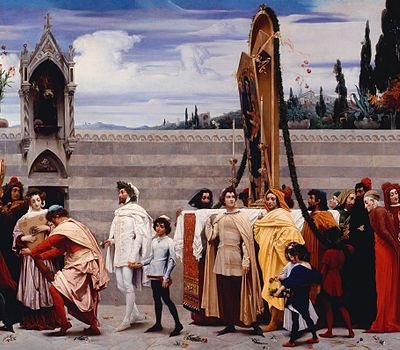 Cimabue Madonnája körmenetben alkotó: Frederic Leighton