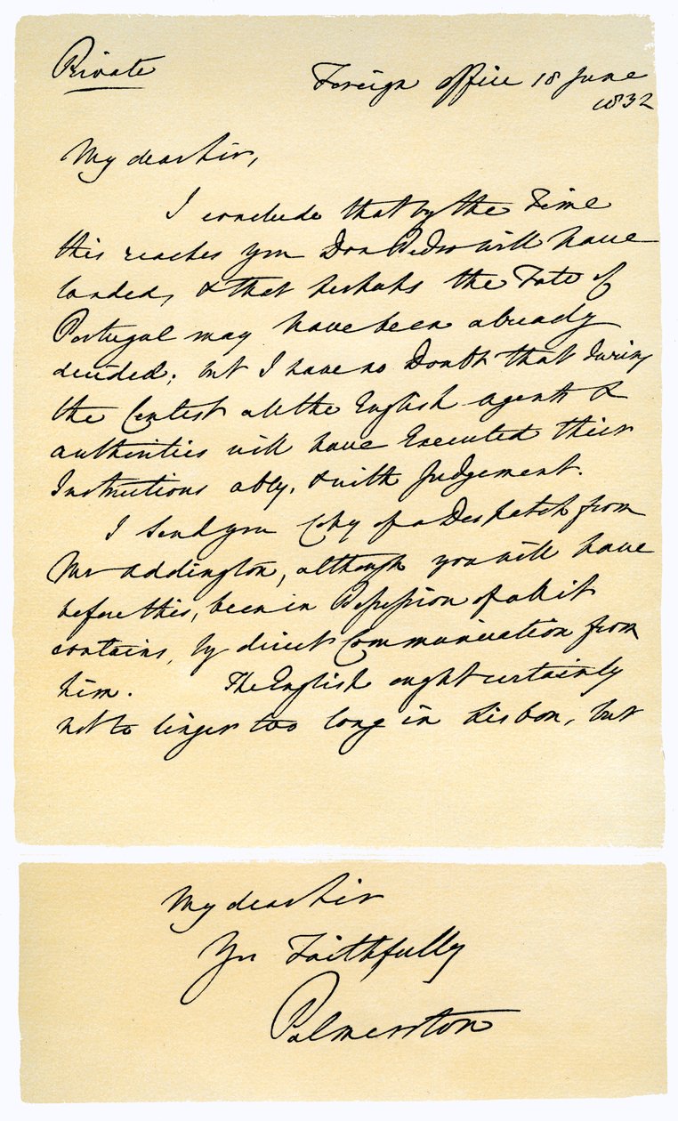 Henry John Temple levele RB Hoppnernek, 1832. június 18. alkotó: Lord Palmerston