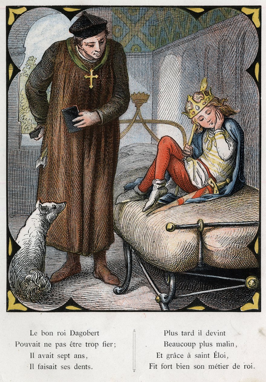 Illusztráció: Lorenz Frolich (1820-1908) a „The Good King Dagobert” című népszerű dalhoz. Kiadás J. Hetzel.1880 körül. (Fogfájás) alkotó: Lorens Frolich