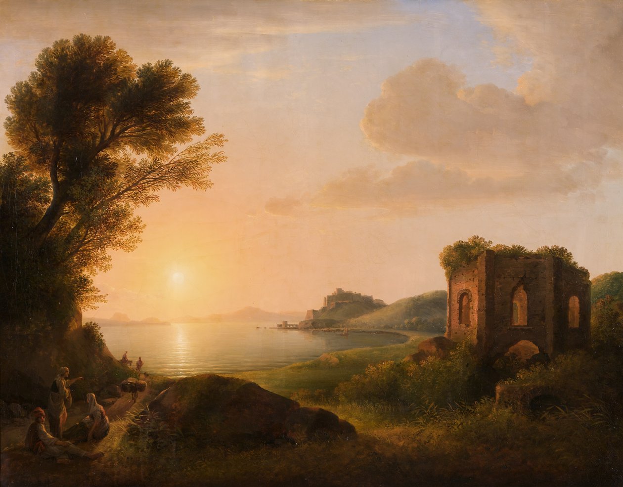 A Baiae-öböl naplementekor alkotó: Lorenz Adolf Schönberger