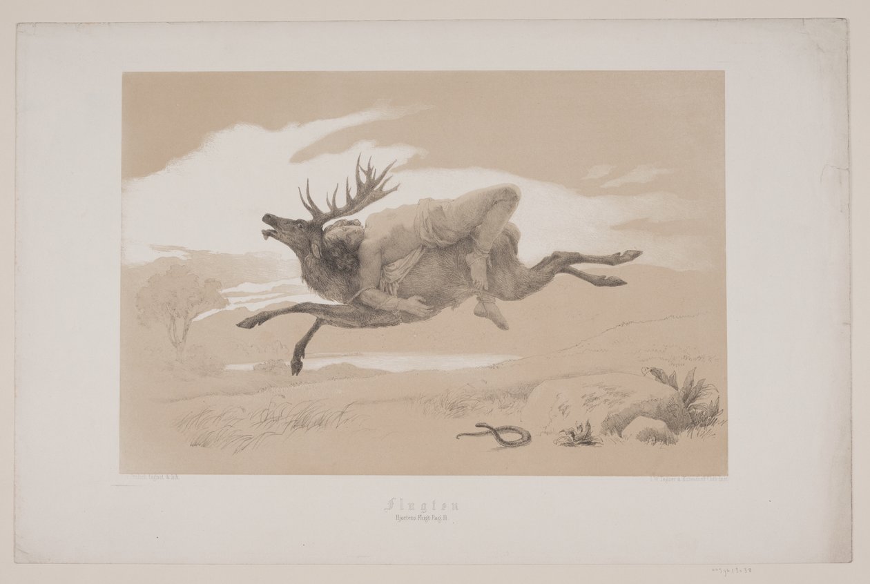 A repülés, p. 11, illusztráció Christian Winther "Flight of the Deer" című művéhez alkotó: Lorenz Frølich