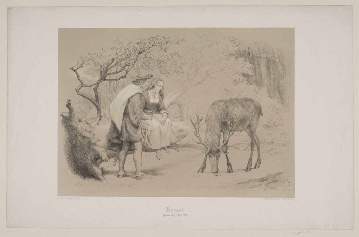 A kereszt, p. 299, illusztráció Christian Winther "Flight of the Deer" című művéhez alkotó: Lorenz Frølich